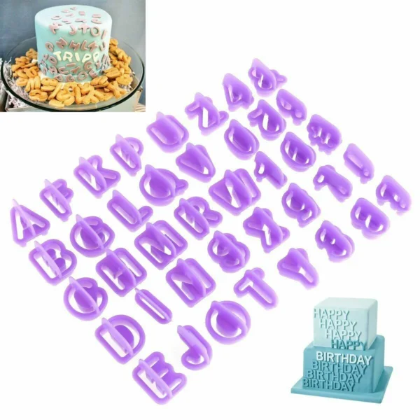 4PCS Alphabet Number Letter Fondant Cake Decorating Set Icing Cutter Mold Mould - Image 3