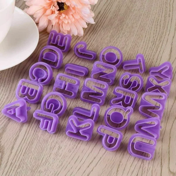4PCS Alphabet Number Letter Fondant Cake Decorating Set Icing Cutter Mold Mould - Image 2