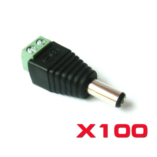 100 Male DC Power Connectors 5.5mm x 2.1mm Plug for CCTV Camera Installation - Image 4