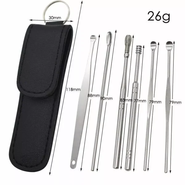 6X Stainless Steel Ear Wax Remover Ear Cleaner Set  Ear Pick Ear Wax Removal Tool Kit - Image 3