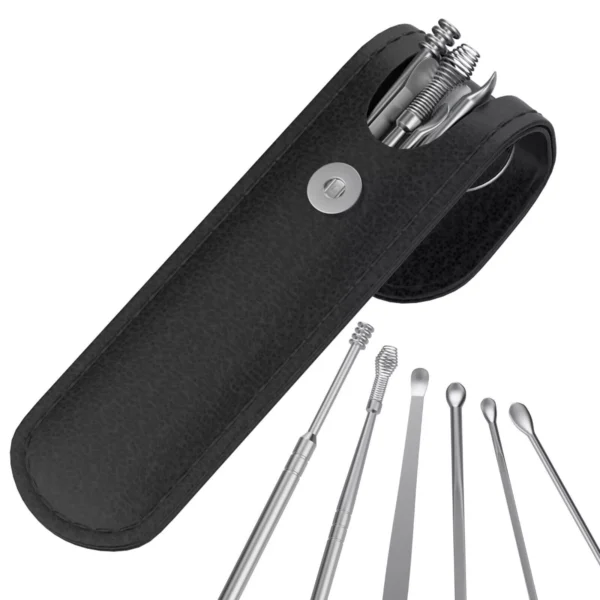 6X Stainless Steel Ear Wax Remover Ear Cleaner Set  Ear Pick Ear Wax Removal Tool Kit - Image 2