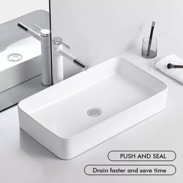 Sink Waste Bathroom Plug Pop Up Chrome Easy Push Button Click Clack - Image 4